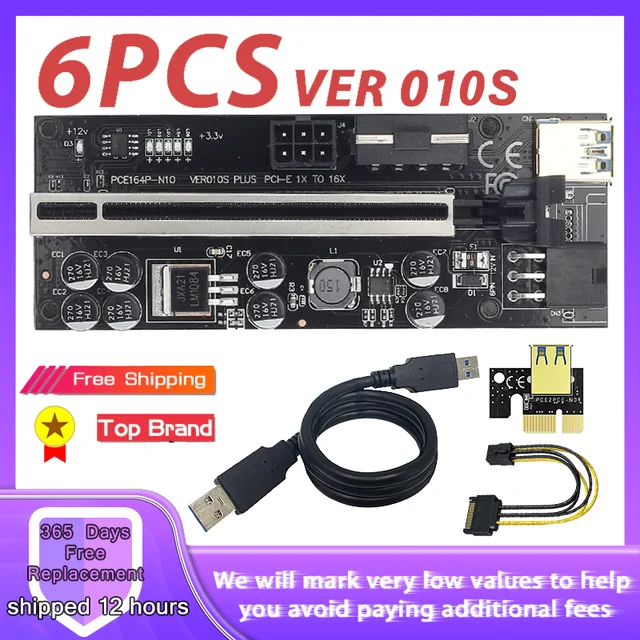 Купить Компьютерные кабели и разъемы 6PCS VER010 USB3 0 PCI E Riser