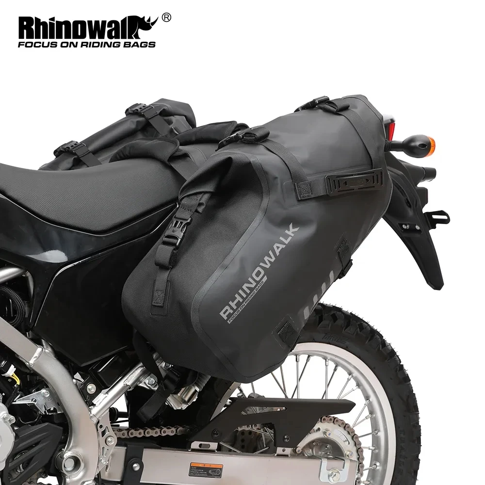 Rhinowalk Motorcycle Bag 2 Pcs 100%Waterproof 18L/28L/48L Universal Fit Motorcycle Pannier Bag Saddle Bags Side Storage Luggage-animated-img