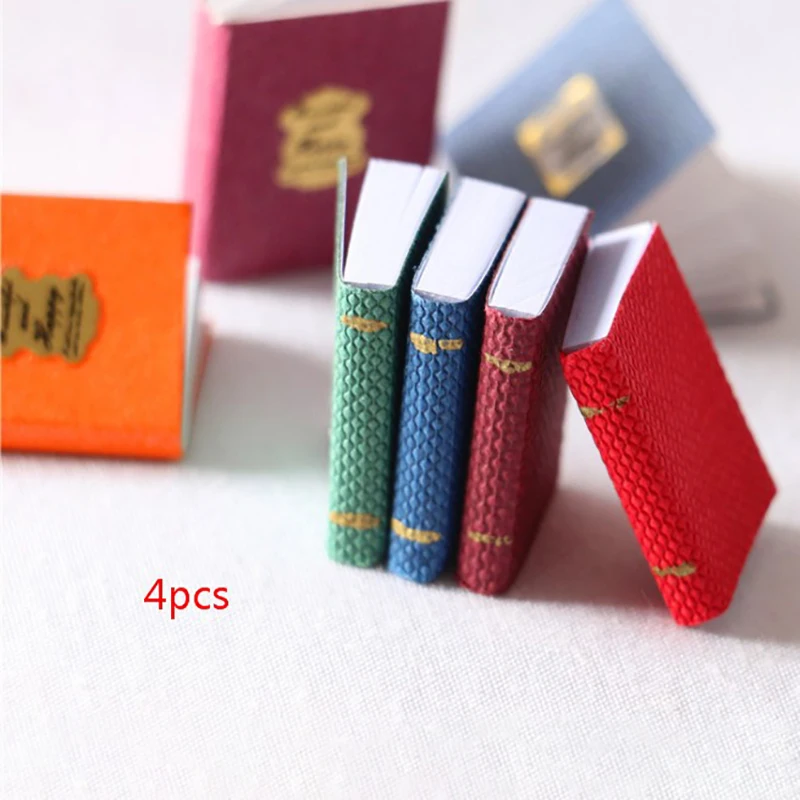 4pcs/set 1/12 Dollhouse Miniature Mini Books Model Furniture Accessories Fun Bookstore Little Man Book-animated-img