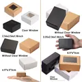 10/20pcs Small Square Cookies Carriers ,Clear Windows/Without Window, Kraft Paper Boxes For Soap,Pies, Donuts, Muffins, Chocolat