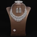 Famous Brand 4pcs Bridal Zirconia Full Jewelry Sets For Women Party, Dubai Nigeria CZ Crystal Wedding Jewelry Sets