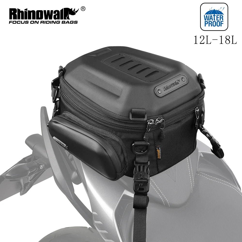 Rhinowalk Motorcycle Rear Seat Bag 12L-18L Expandable Motor Hard Shell Backpack Outdoor Motocross Trunk Tail Bag Pannier Luggage-animated-img