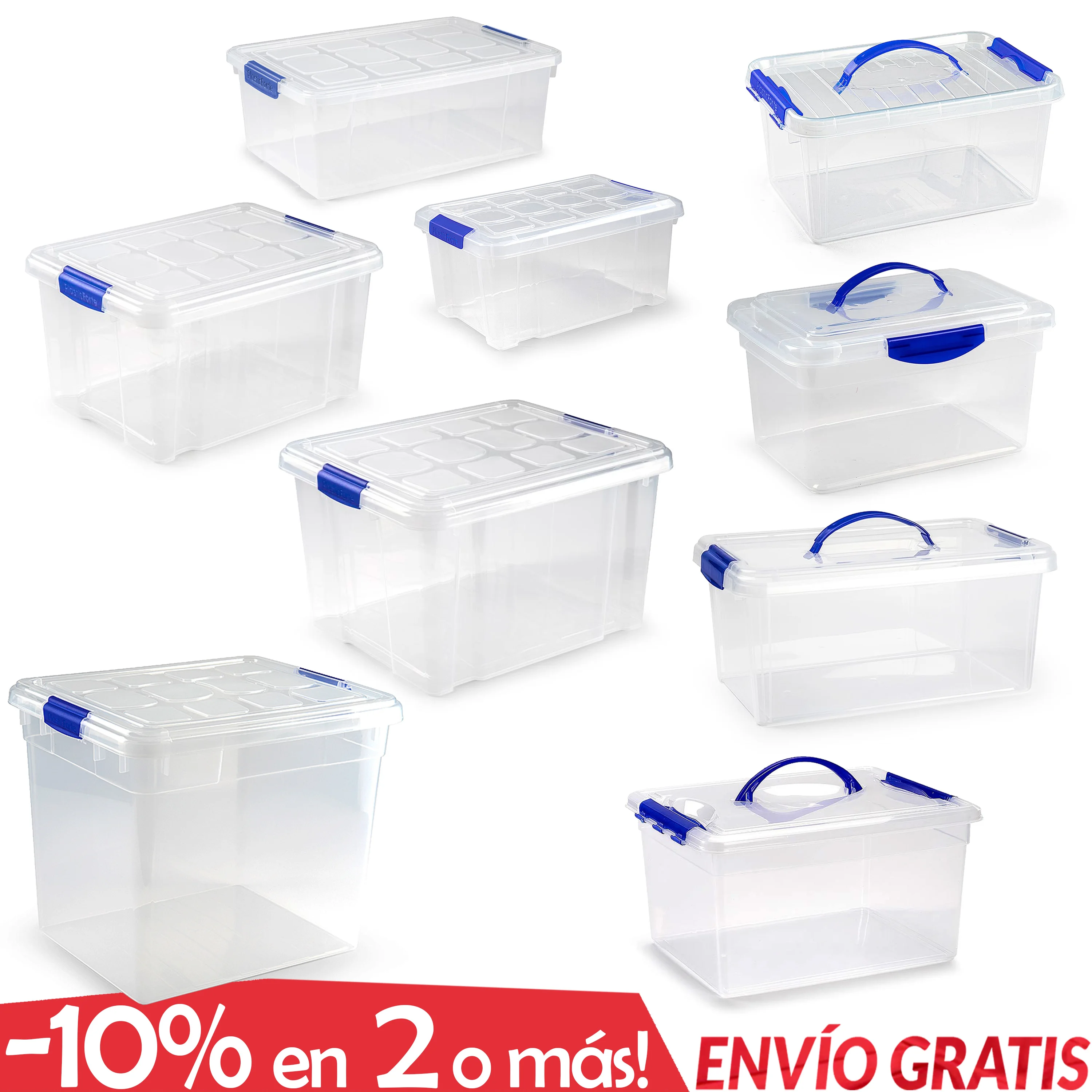 Transparent storage plastic box with cover and handles included 5 8 9 10 16 25 35 litres large capacity plastic high weather resistance and the passage of time DTO per quantity-animated-img