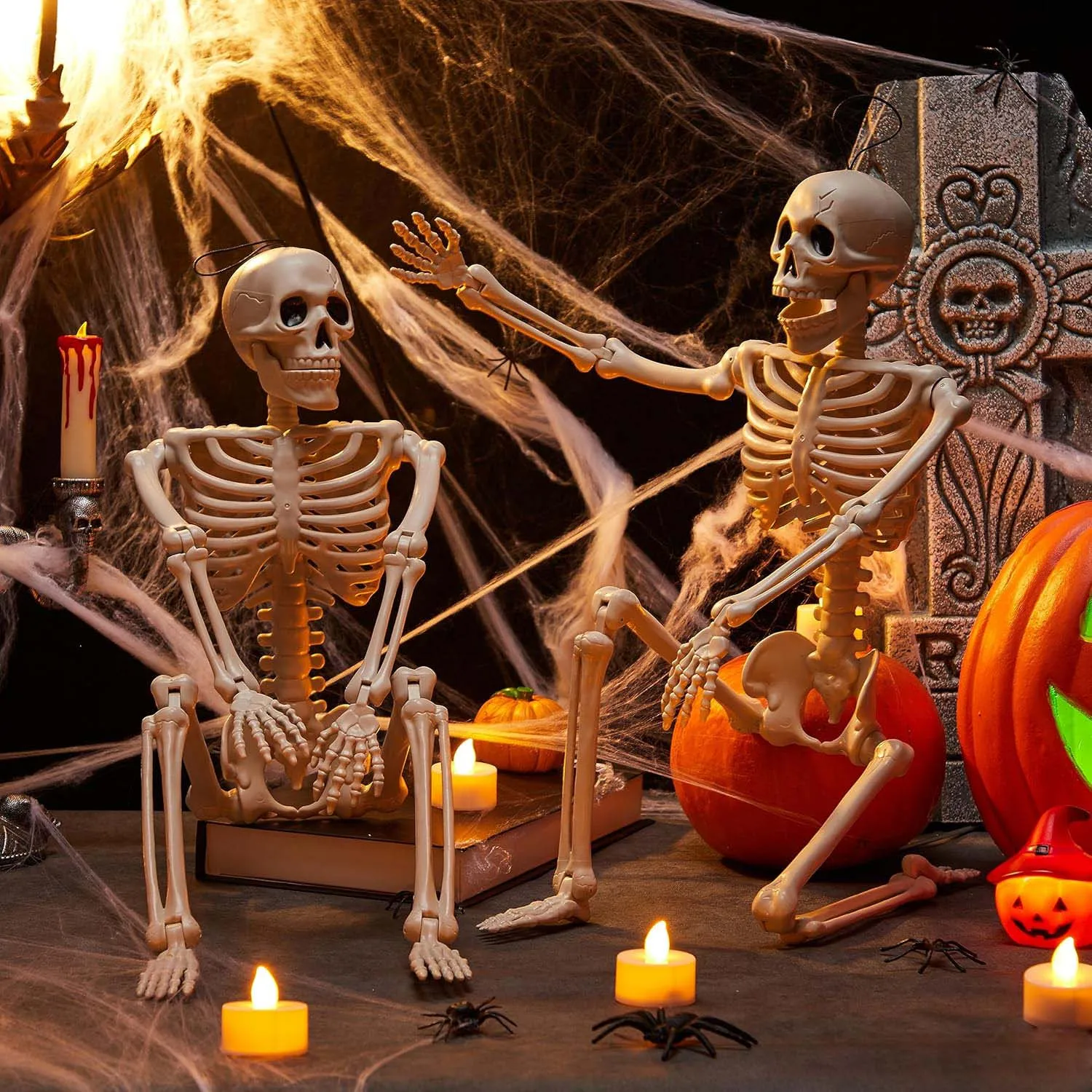 40/90cm Realistic Skeleton Simulation Human Bones Full Movable Joints Body Halloween Outdoor Yard Garden Party Decorate Props-animated-img