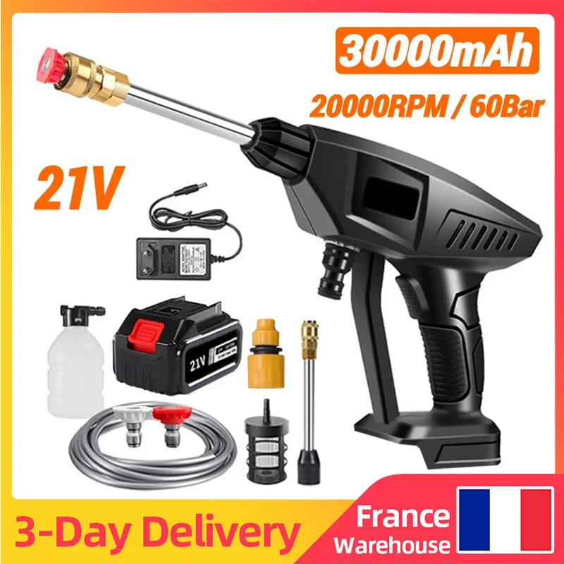 Electric High Pressure Washer Rechargeable Car Wash Gun Cordless