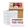 20pcs Kraft Paper Gift Box Containers with Clear Window-Perfect for Dessert,Pastry,Candy,Cookie Packaging, Wedding,Party