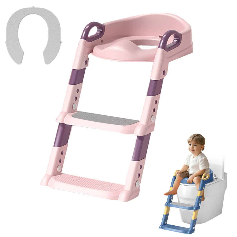 Portable Children's Toilet Seat Baby Boys And Girls Auxiliary Cushion Stand Step Stool Folding Children's Urine Bucket-animated-img