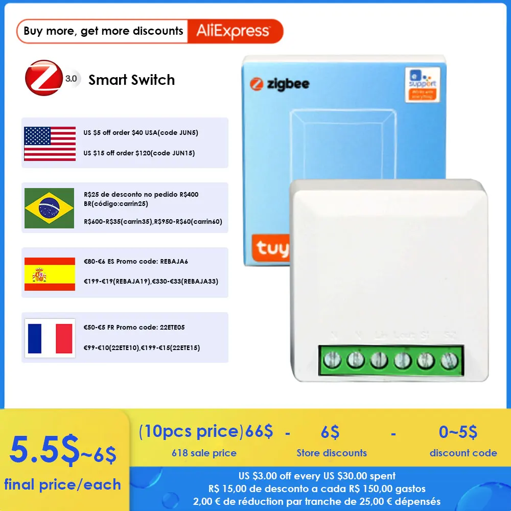 Купить Алиэкспресс | Tuya Smart Zigbee Switch 2-way Control Light ...