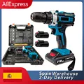 Cordless Impact Drill Electric Screwdriver Rechargeable Handheld Hammer Drill Power Tool 32 Torque Driver With 2 batteries