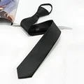 Black Simple Clip on Tie Security Tie Doorman Steward Matte Black Funeral Tie for Men Women Students preview-5