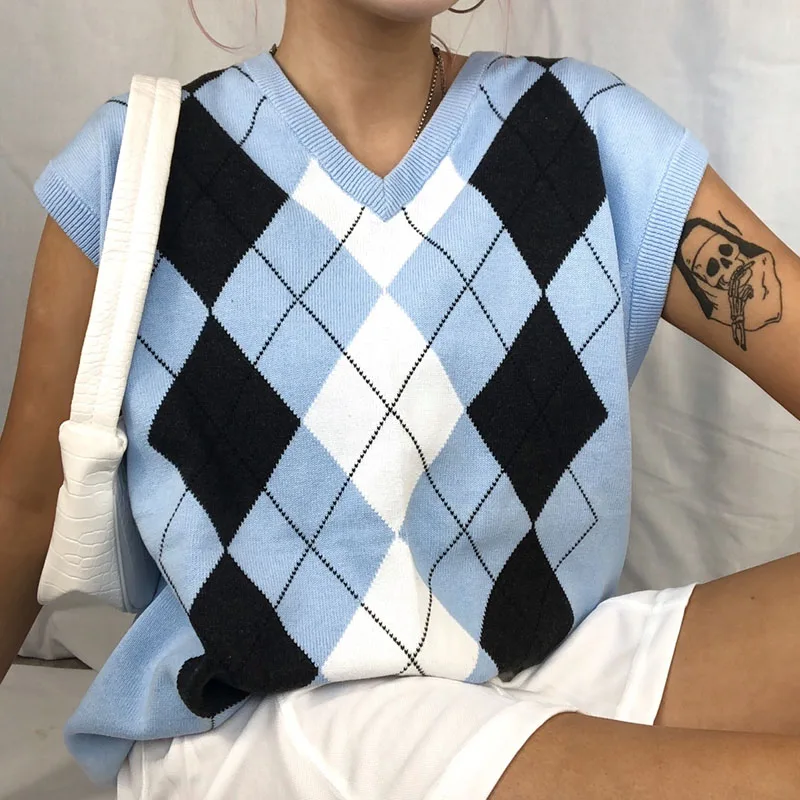 sleeveless argyle jumper