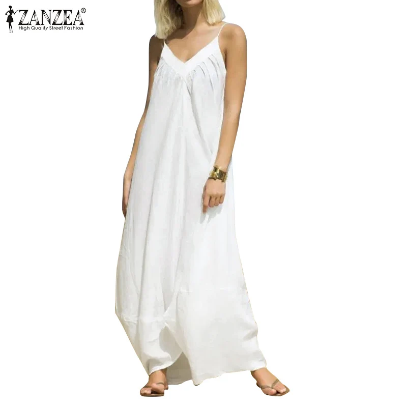 ZANZEA White Party Dress Women Bohemian 