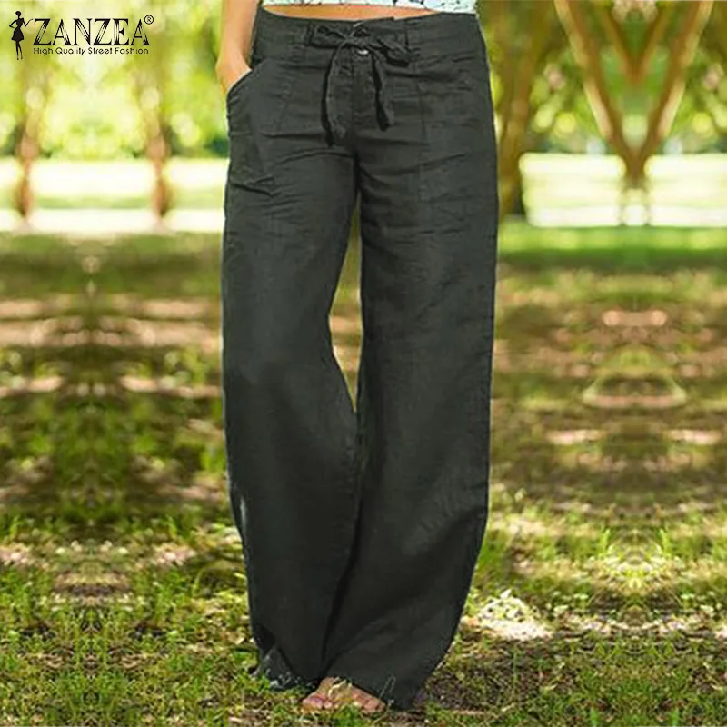 2022 ZANZEA Wide Leg Pants Women Autumn 