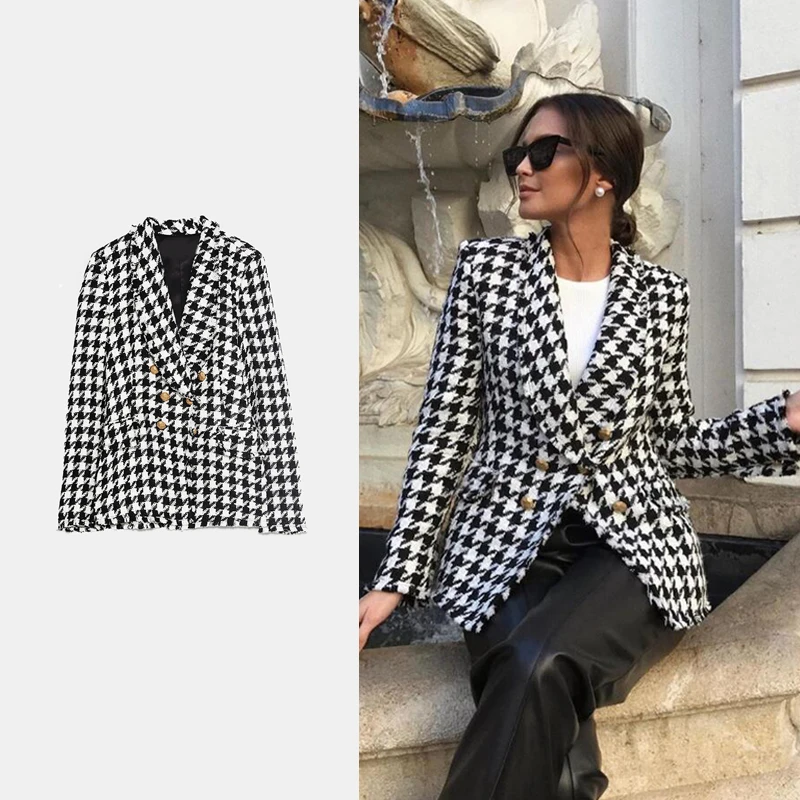 Houndstooth blazer womens Clearance