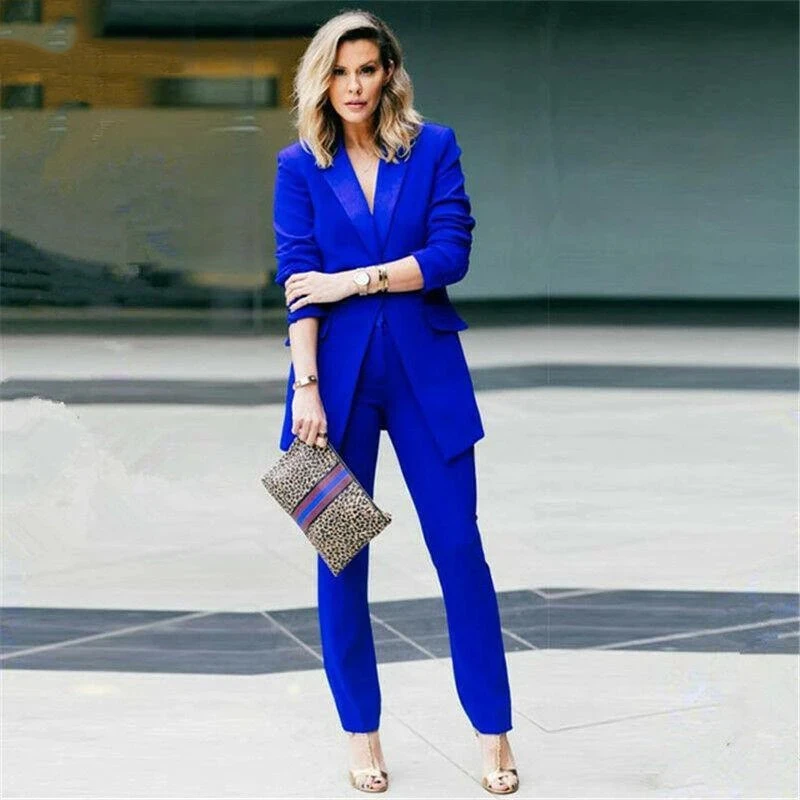 ladies blue trouser suit