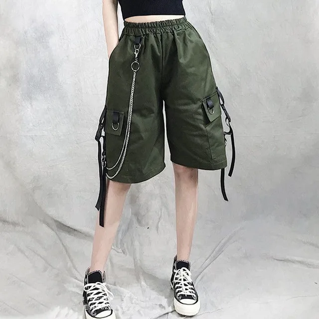 womens cargo shorts with elastic waist