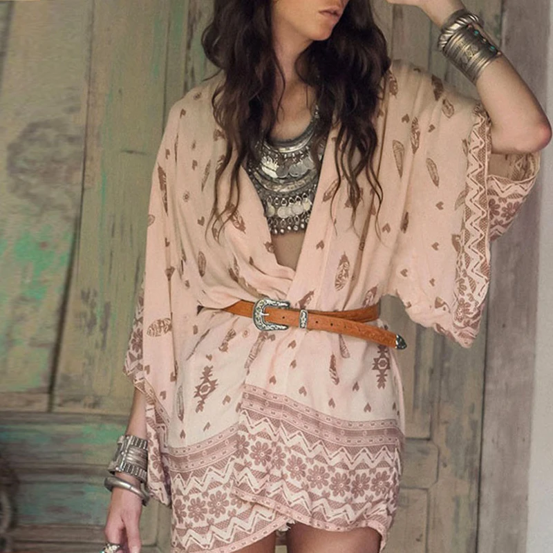 Peachtan Sexy print swimsuit cover ups 