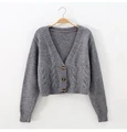 Short style high-waisted slim plastic sweater women 2023 spring new single-breasted knitted cardigan twist small jacket preview-4