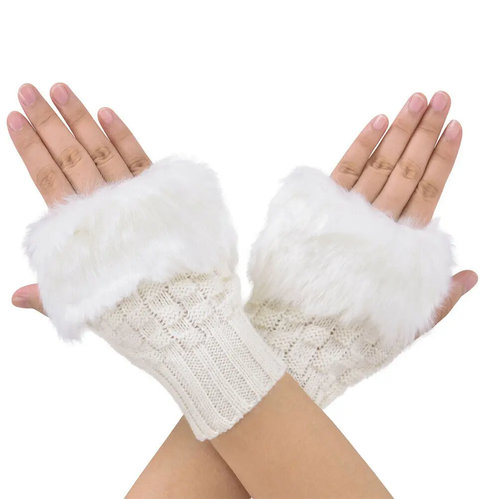 fingerless gloves faux fur