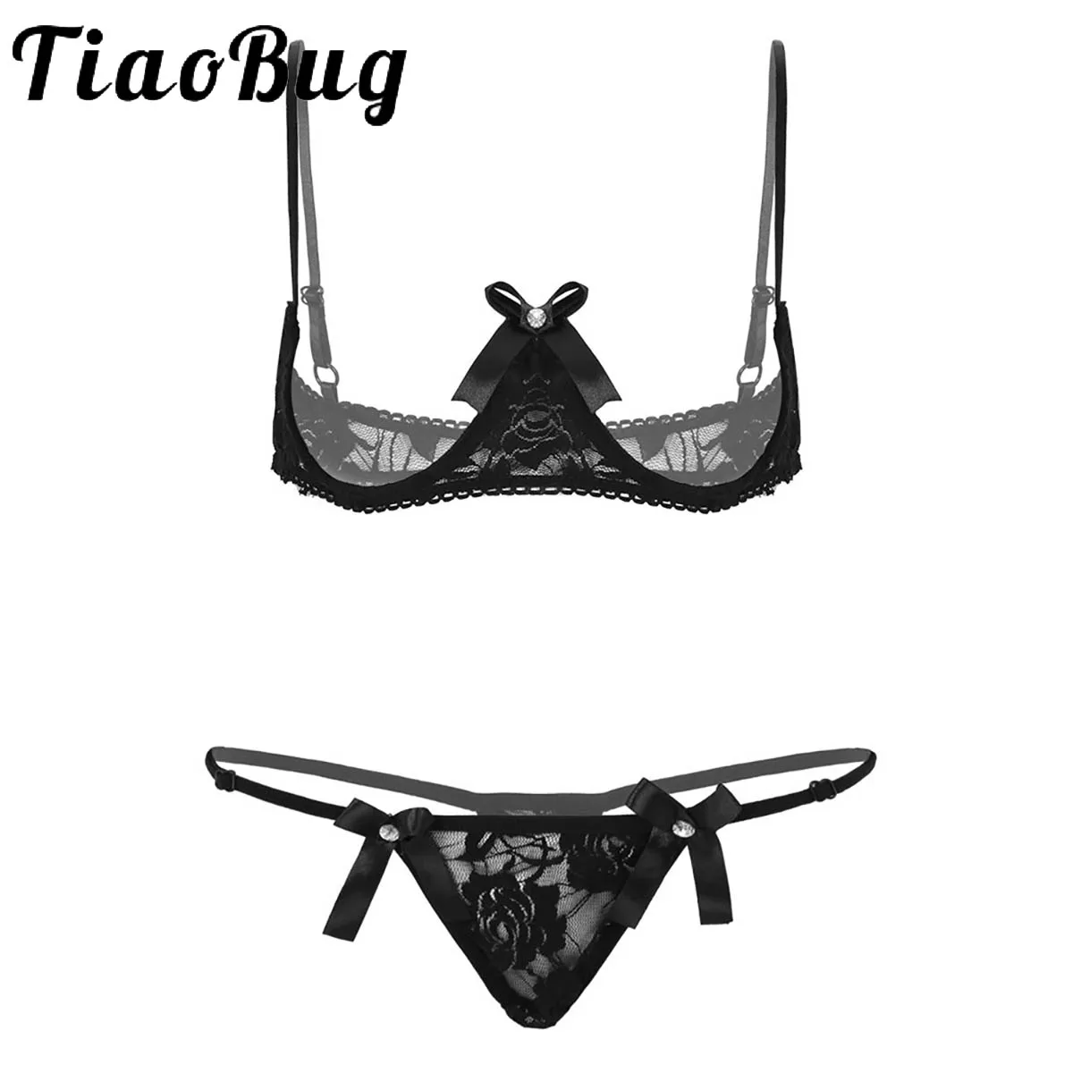 Купить Экзотическая одежда | TiaoBug Women Lace Sexy Lingerie Erotic Set Open  Cups Underwired Exposed Breasts Push Up Bra with G-string Nighty Underwear  Porn