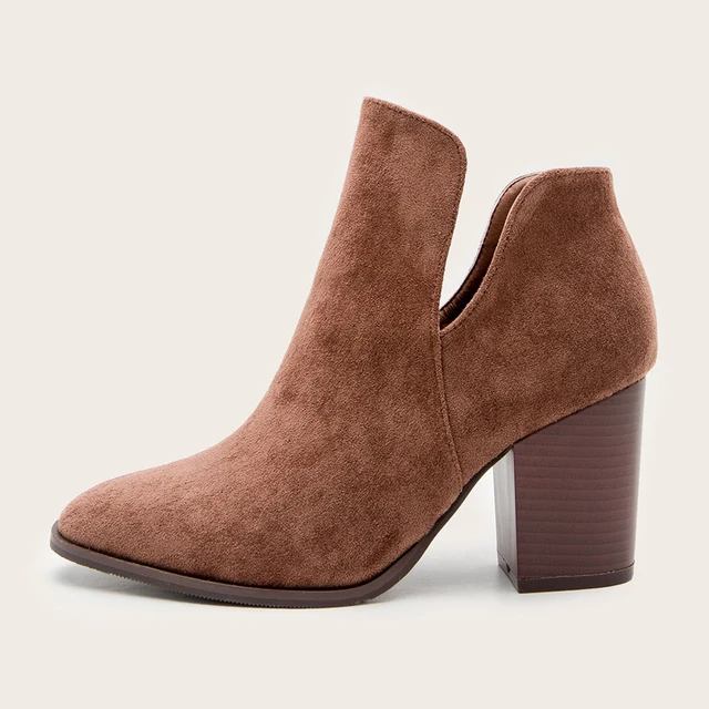 2022 Faux Suede Ankle Boots Women High 