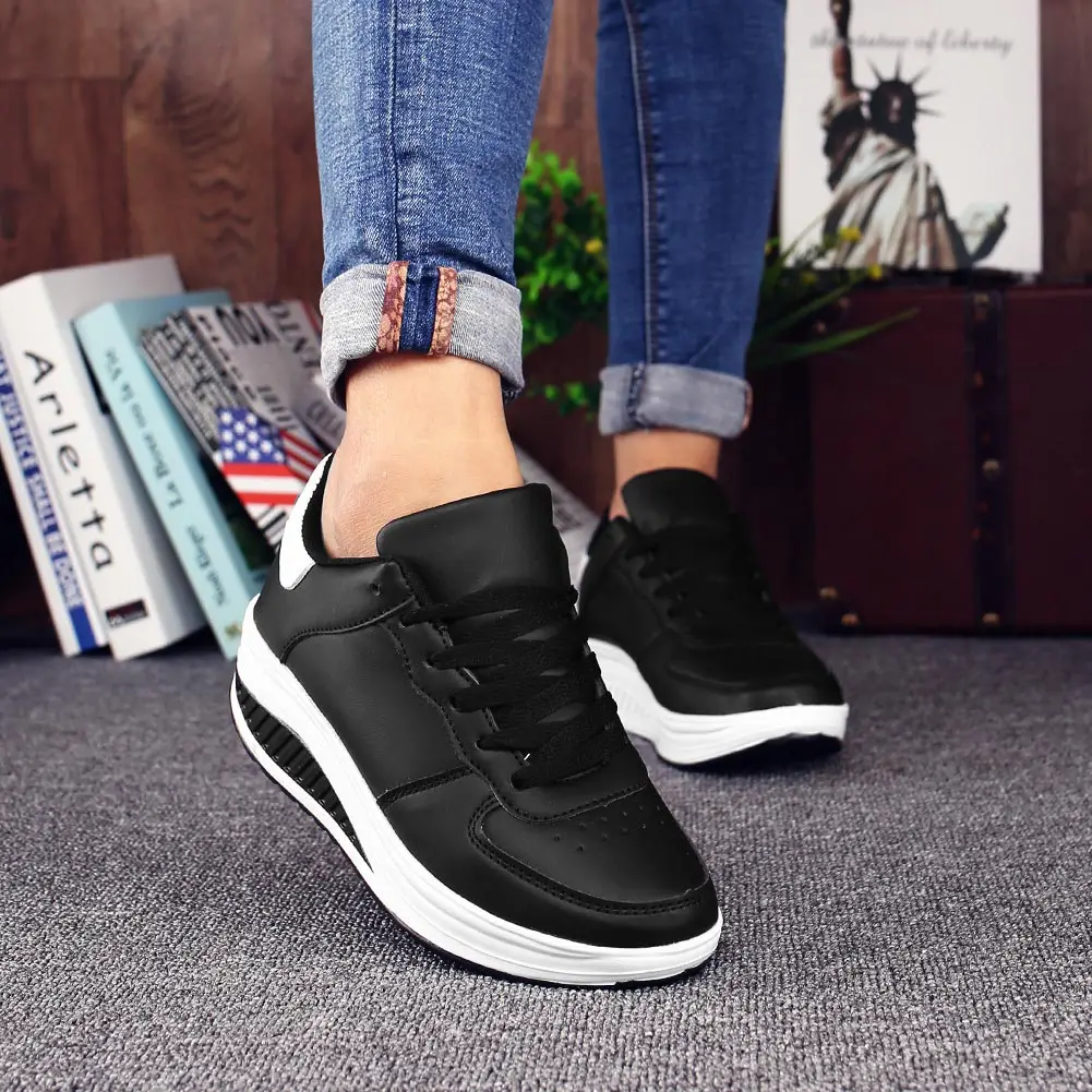 Plus Size Big Soles Black Female Tennis 
