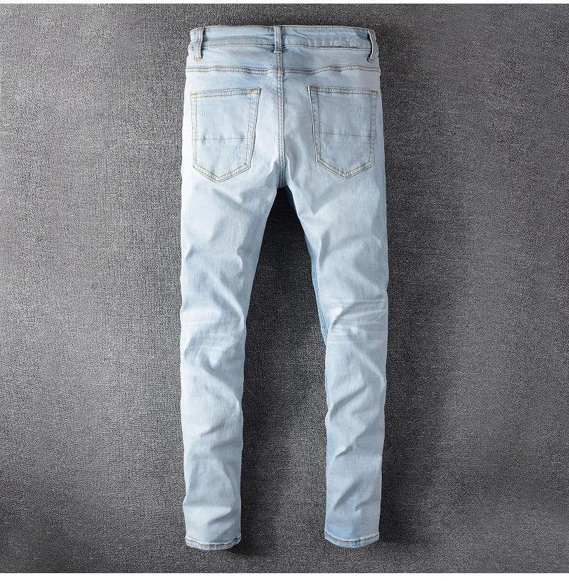 Men's Pale Light Blue White Pleated 