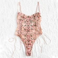 Women Teddy lingerie Sexy Underwear Erotic Corset Lace Mesh Sleepwear Nightwear  Embroidered strap one-piece sexy pajamas preview-3