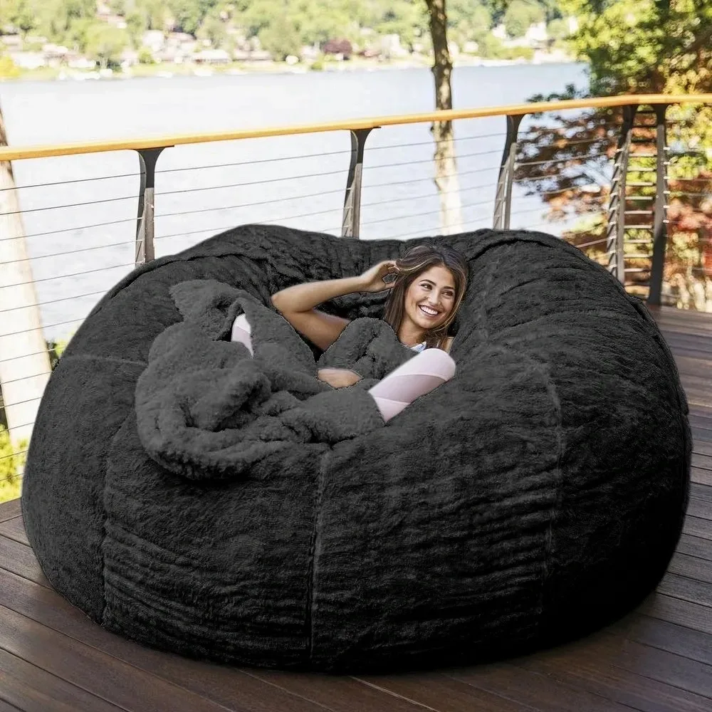 jumbo faux fur bean bag