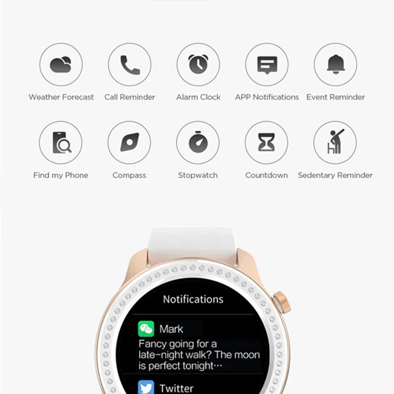 קנו אלקטרוניקה חכמה | Amazfit GTR Glitter Edition 42mm Smart Watch 5ATM  Smartwatch 12Days Battery Music Control For Xiaomi Android IOS