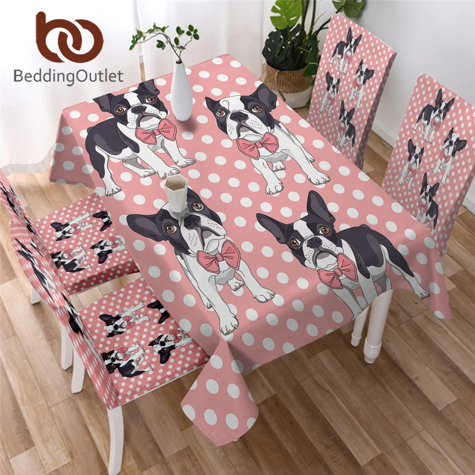 BeddingOutlet Bulldog Kitchen Tablecloth Cartoon Pet Dog Polyester Table Cloth Dachshund Table Cover With Chair Covers Fashion-animated-img