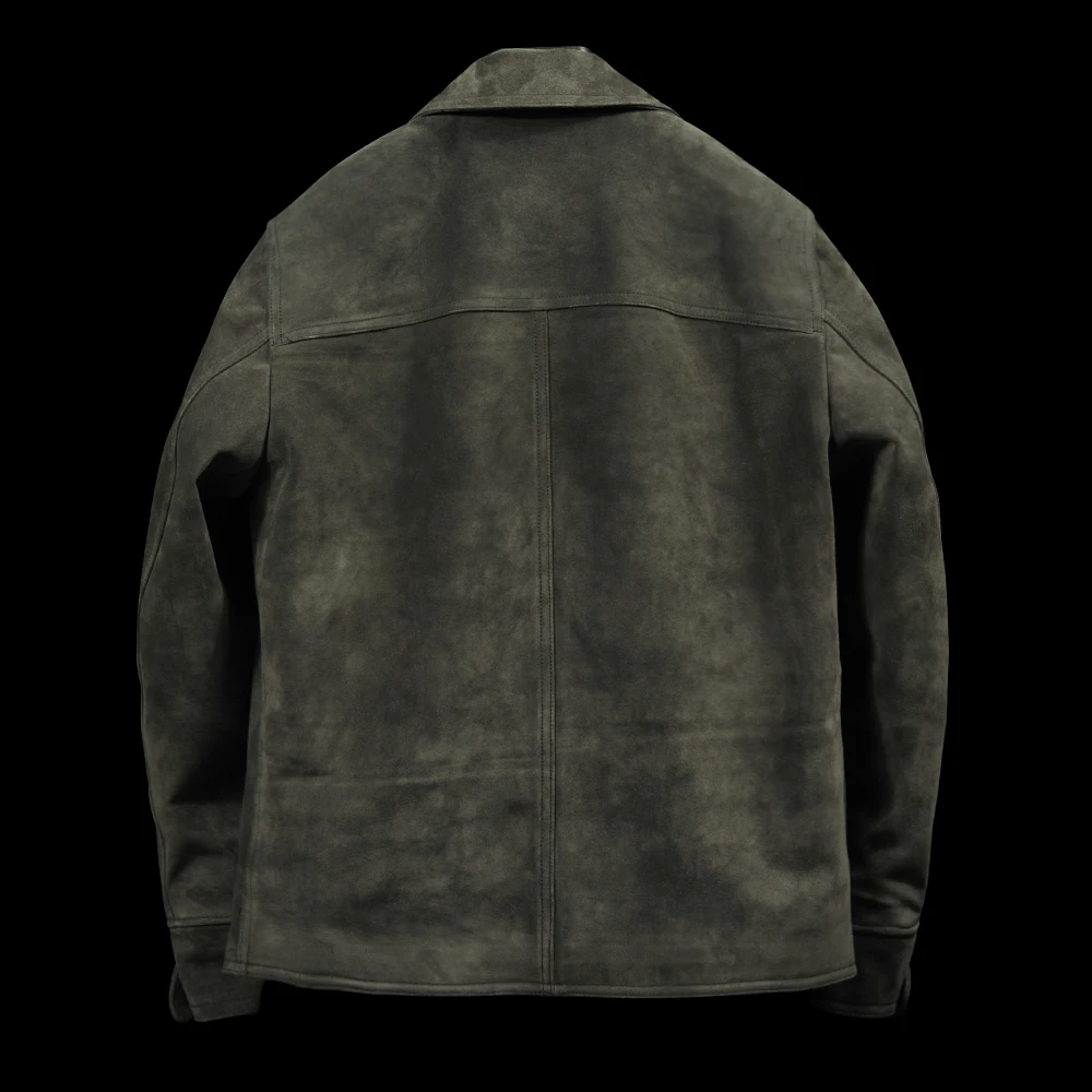 vintage cowhide coat.casual leather clothes