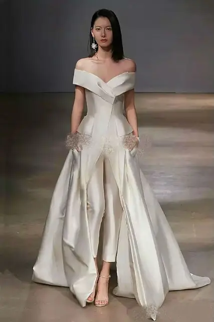 Shoulder Wedding Dress Women Jumpsuits 