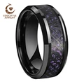 8MM Black Tungsten Wedding Band Ring Men Women Carbon Fiber Ring With Black Dragon Inlay Comfort Fit