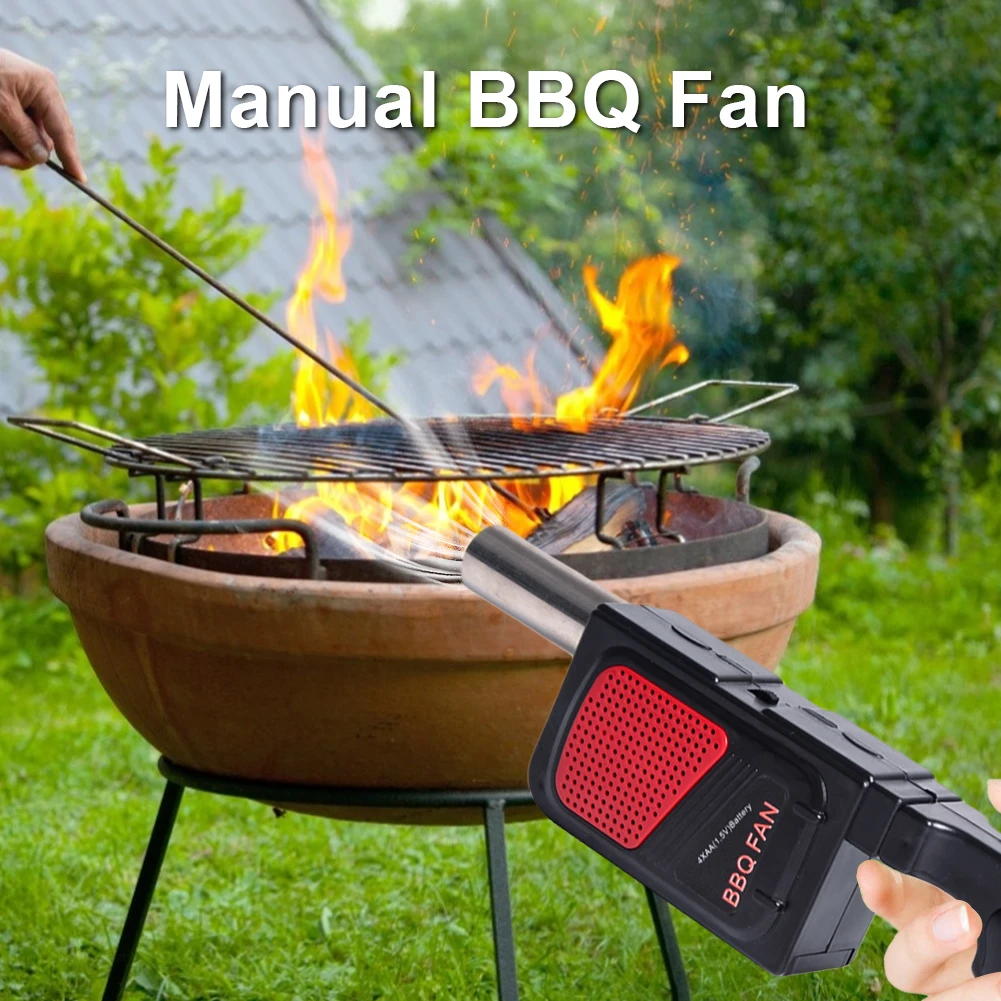 BBQ Handheld Electricity Fan durable Portable Cooking Fan for Outdoor Picnic Air Blower Cooking Stove Tool Camping Accessories T