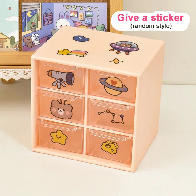 W&G Kawaii Large Capacity Transparent Drawer Type Desktop