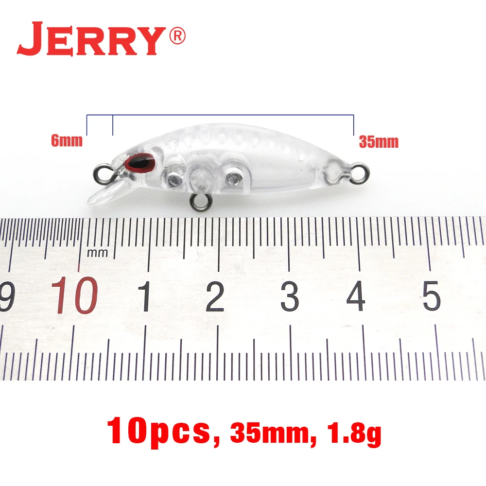 קנו ציוד לדיג  Jerry Diamond 10pcs 35mm Ultralight Micro Fishing Lure  Minnow Unpainted Blank Plastic Hard Baits Floating Minnow Jerkbait