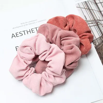 קנו אביזרי שיער לנשים  Cord Scrunchie Autumn Winter Corduroy