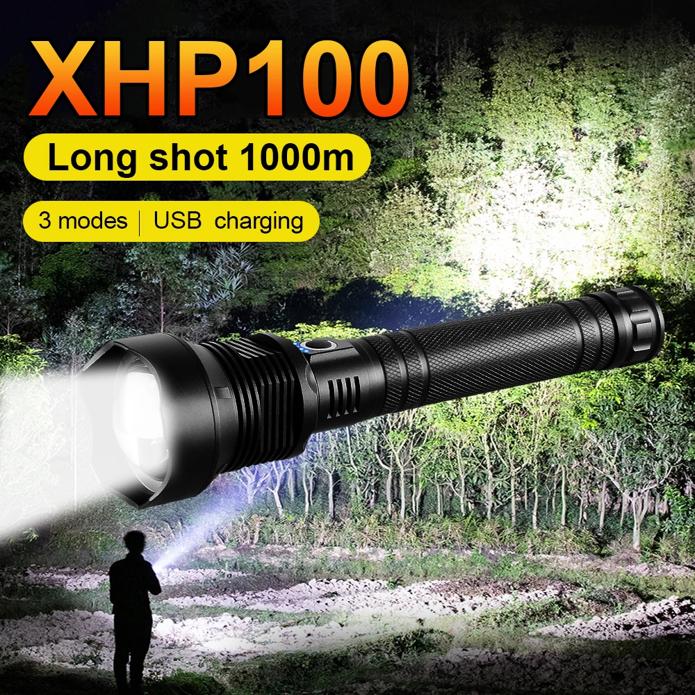 600000 LM Powerful XHP100 LED Flashlight 18650 Tactical Torch Light Rechargeable Usb Flash light Hunting XHP90 XHP50 Led Lantern