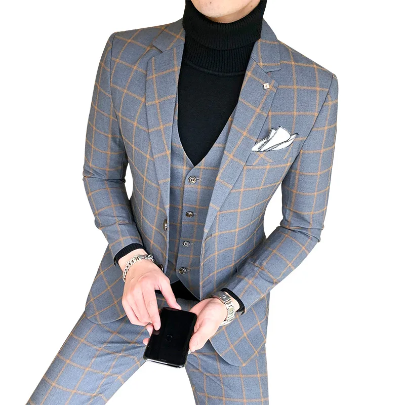 mens slim 3 piece suit