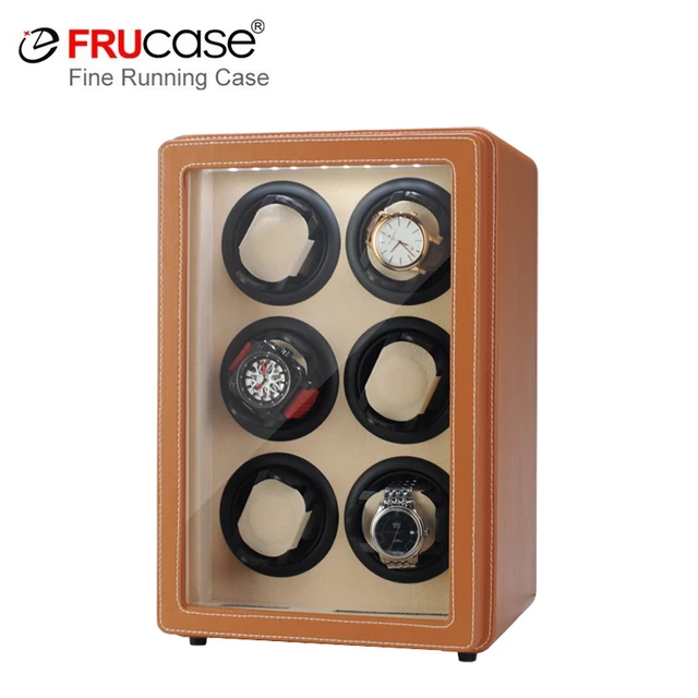 FRUCASE Watch winder box 6 automatic watch display case with LCD touch screen/LED light for Birthday gift