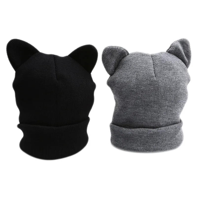 Women Wool Cap Hat Gray Black Hat