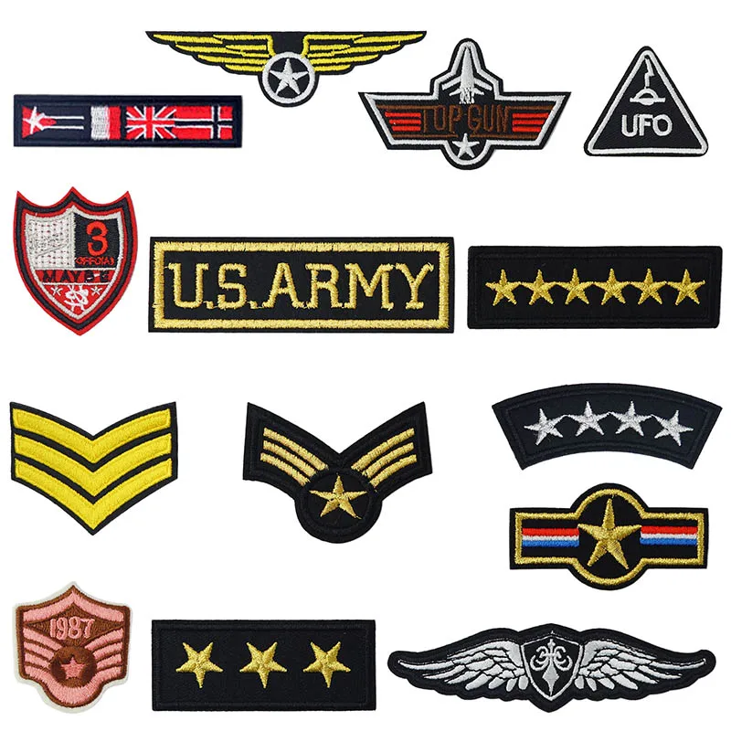 Army Military Patches Embroidery iron on sewing Flag American Air force Army  Badges for clothing accessories