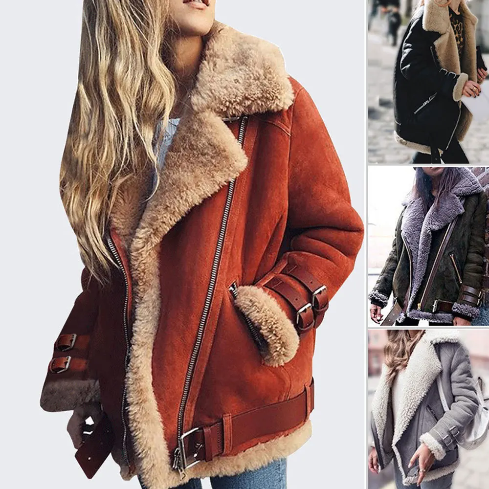 Coats Women Suede Leather Jackets 