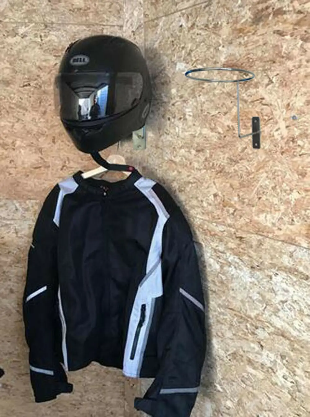 motorcycle helmet and jacket hanger