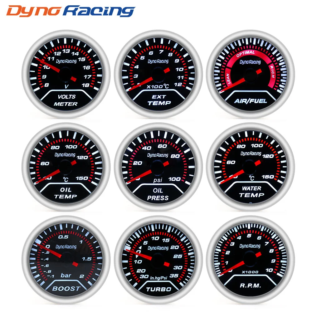 Dynoracing 2" 52mm Car boost gauge bar psi Exhaust gas temp water temp oil temp oil press Air fuel gauge voltmeter tachometer-animated-img