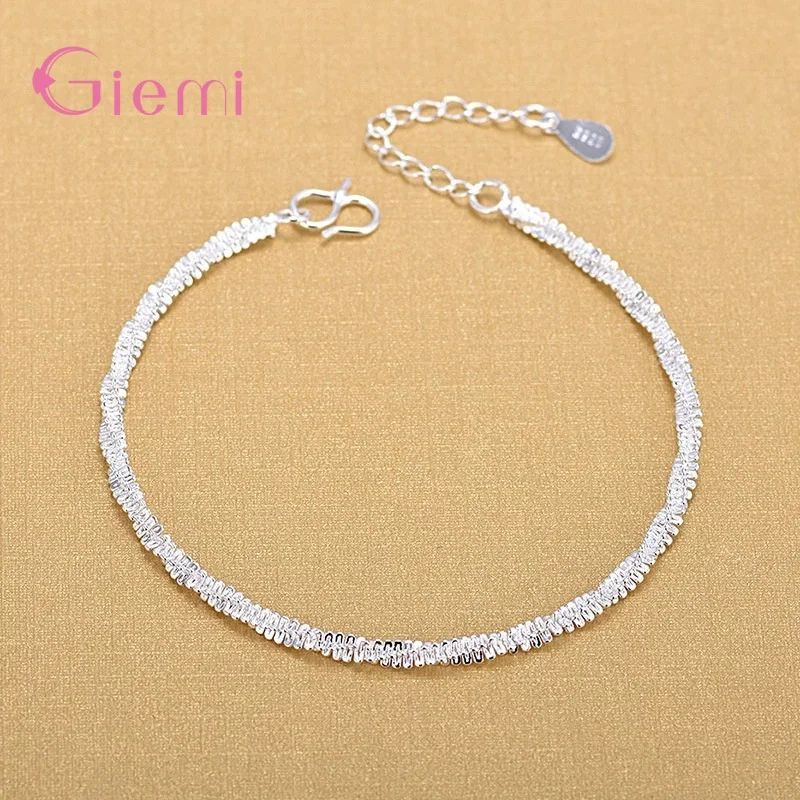 Hot Fashion Twisted Chain Anklet 925 Sterling Silver Bracelet Chain Jewelry For Women Girl Gifts Wholesale-animated-img