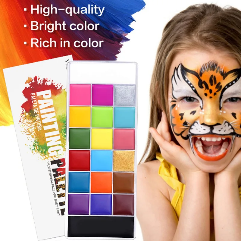 15Colors Face Painting Kit Body Makeup Non Toxic Water Paint Oil with Brush  for Christmas Halloween