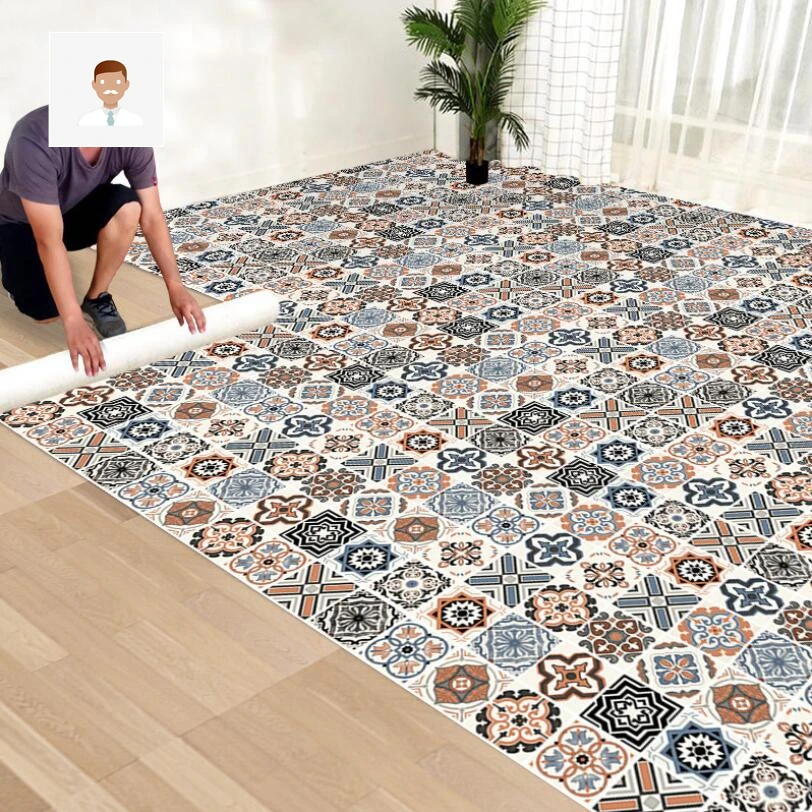 3M Thicken Floor Sticker Kitchen Oil-Proof Self-Adhesive Bathroom Floor Ground Wall Tiles Renovation wear-resistant PVC Stickers