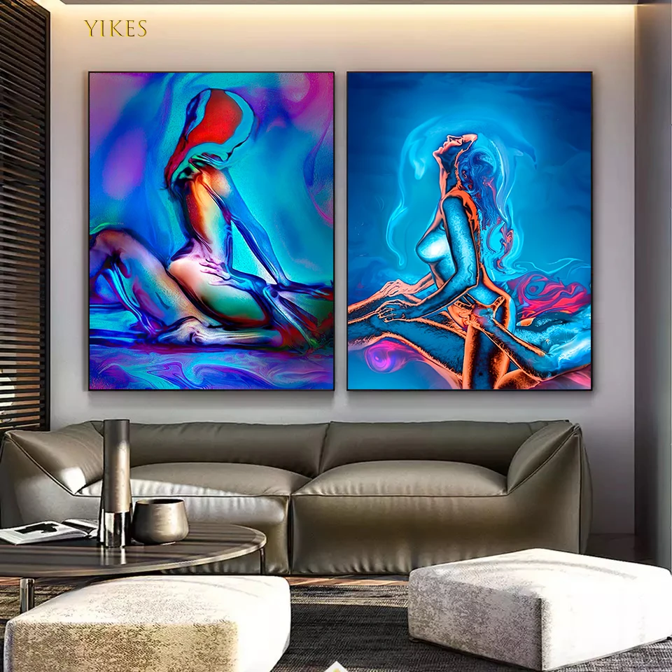 Купить Домашний декор | Abstract Nordic Sexy Woman And Man Art Body Painting  Poster Canvas Modern Wall Art Prints And Posters Home Decor